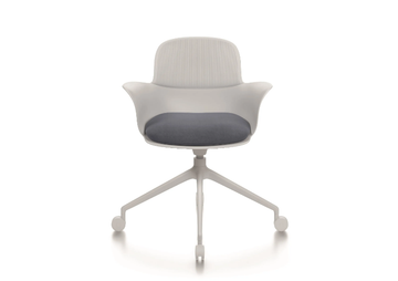 NANÀ - Swivel leather chair with castors by Natuzzi Italia - view 3